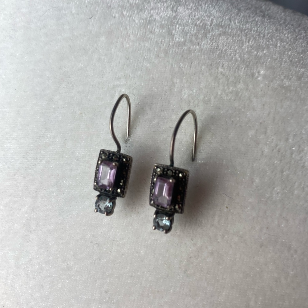 Elegant Purple and Silver Earrings